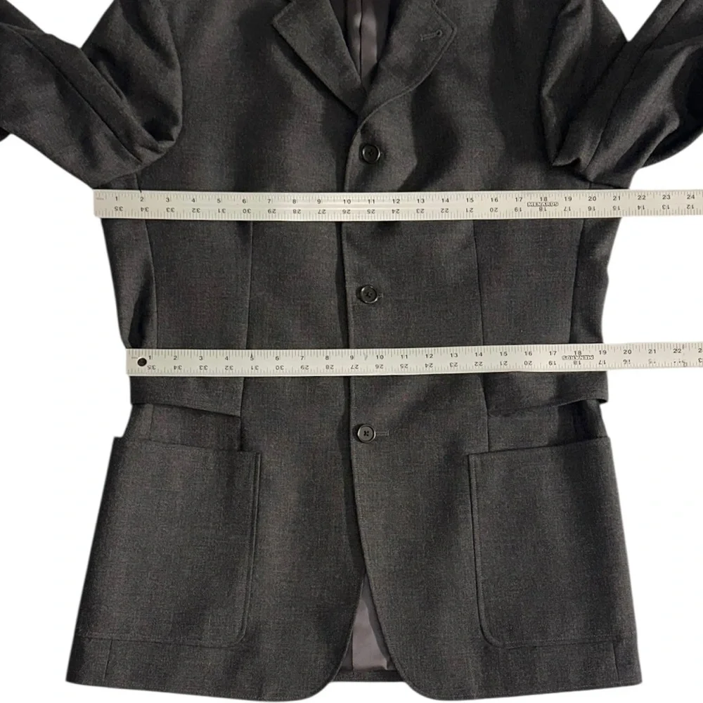 John Varvatos Made in Italy 100% Wool Gray Belted Blazer Sport Coat Jacket ~ 40R - Picture 11 of 12